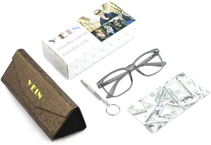 YEIN Bifocal Reading Glasses with Blue Light Blocking Lenses, Bifocal Reader for Women and Men, Vintage Square frame with Spring Hinge (+0.50/+3.00 magnification)
