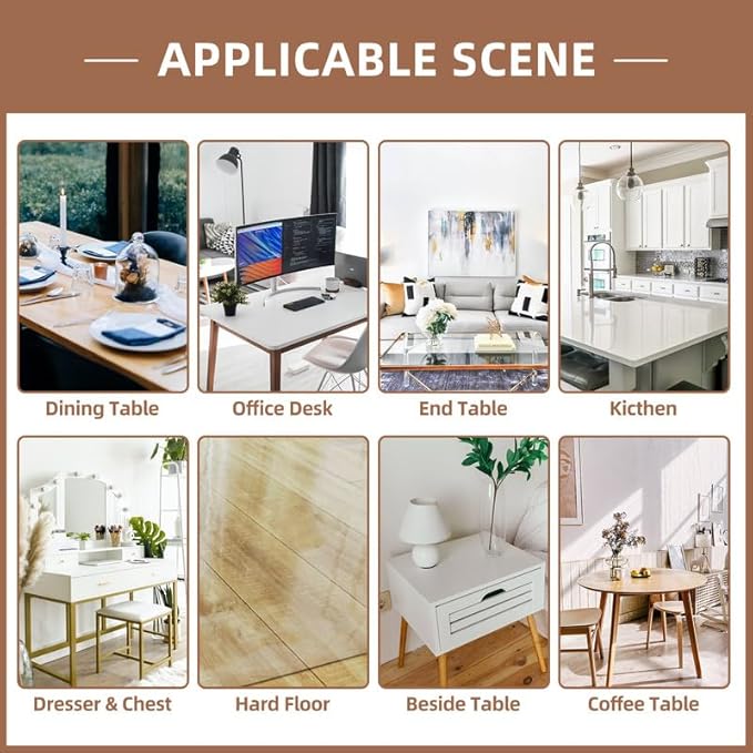 Warmstar Clear Table Cover Protector 36 x 96 Inch,1.5mm Thick Plastic Table Cover Rectangle,PVC Clear Table Protector,Desk Protector Mat for Kitchen, Dresser, Writing Desk,Dining Room Table