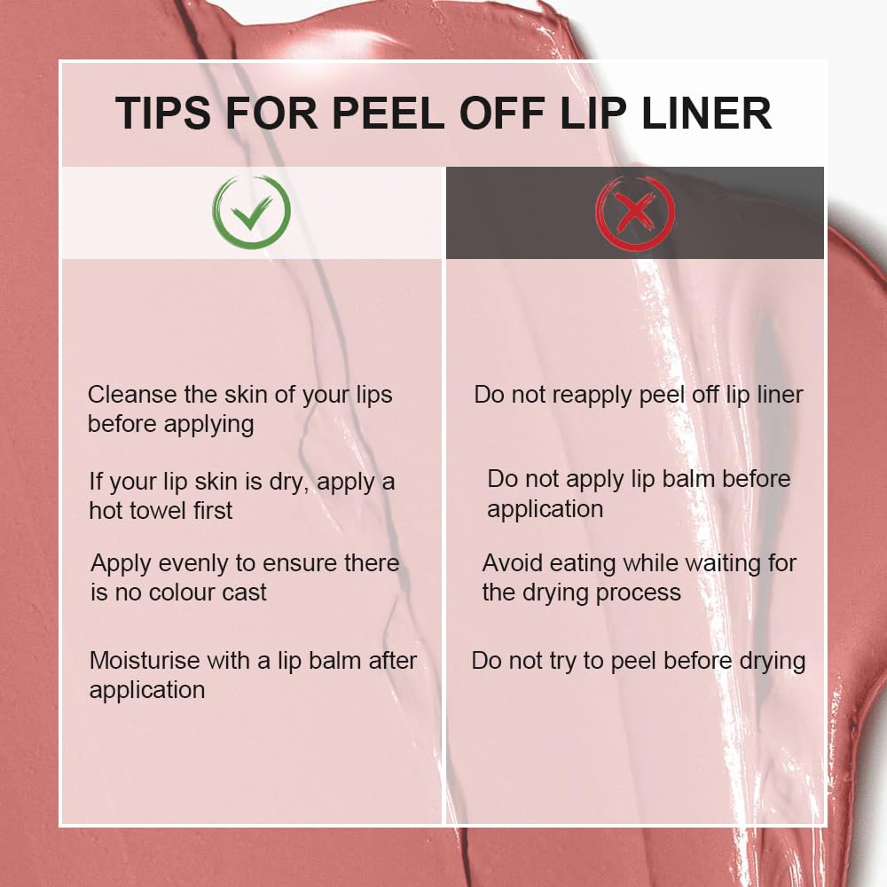 3 Colors Peel Off Lip Liner Stain Kit, Long Lasting Waterproof Lip Tint Stains Makeup Set with Matte Finish for Women, Natural Look, Easy to Use, for All Skin Types, Tweezer Include (#2,3,6)