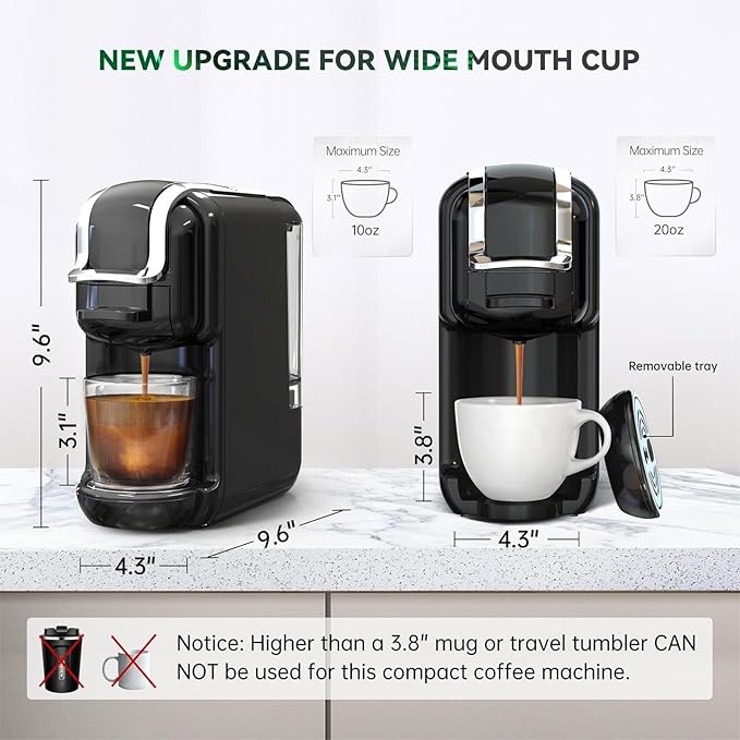 Multi-Capsule Coffee Maker, Hot/Cold Coffee Maker, Milk, ESE Pod Ground Coffee, Cafeteria, 19 Bar, 5 in 1 (Color : H2B BK, Size : CHINA_EU)