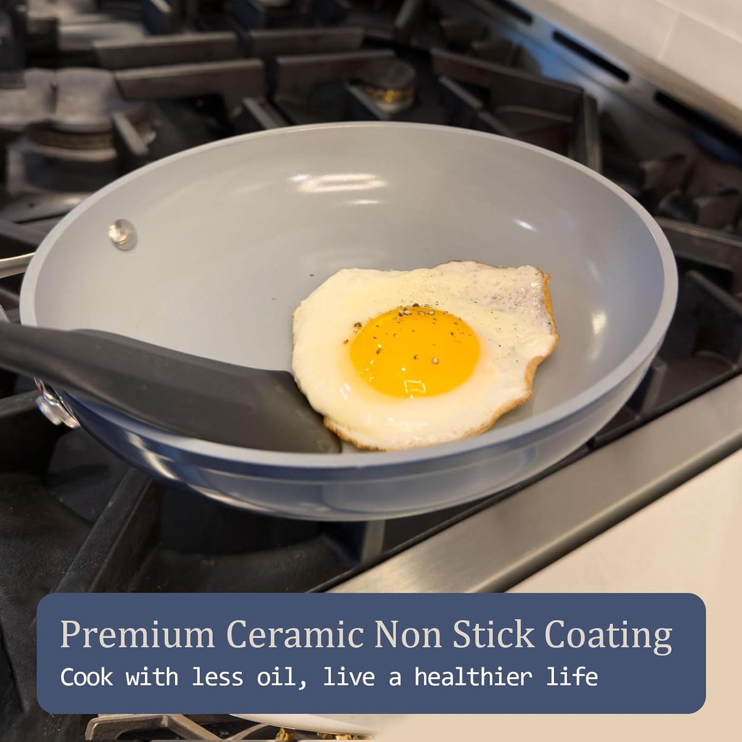 Stock Pot 4.5qt Dutch Oven with Lid (9.5") Nonstick Ceramic Coated Non-Toxic PFAS-Free Even Heat Distribution for Braising, Baking Bread & Soups, Compatible for All Cooktops(Induction/Gas/Electric) Oven Safe to 500ยฐF (Cream)