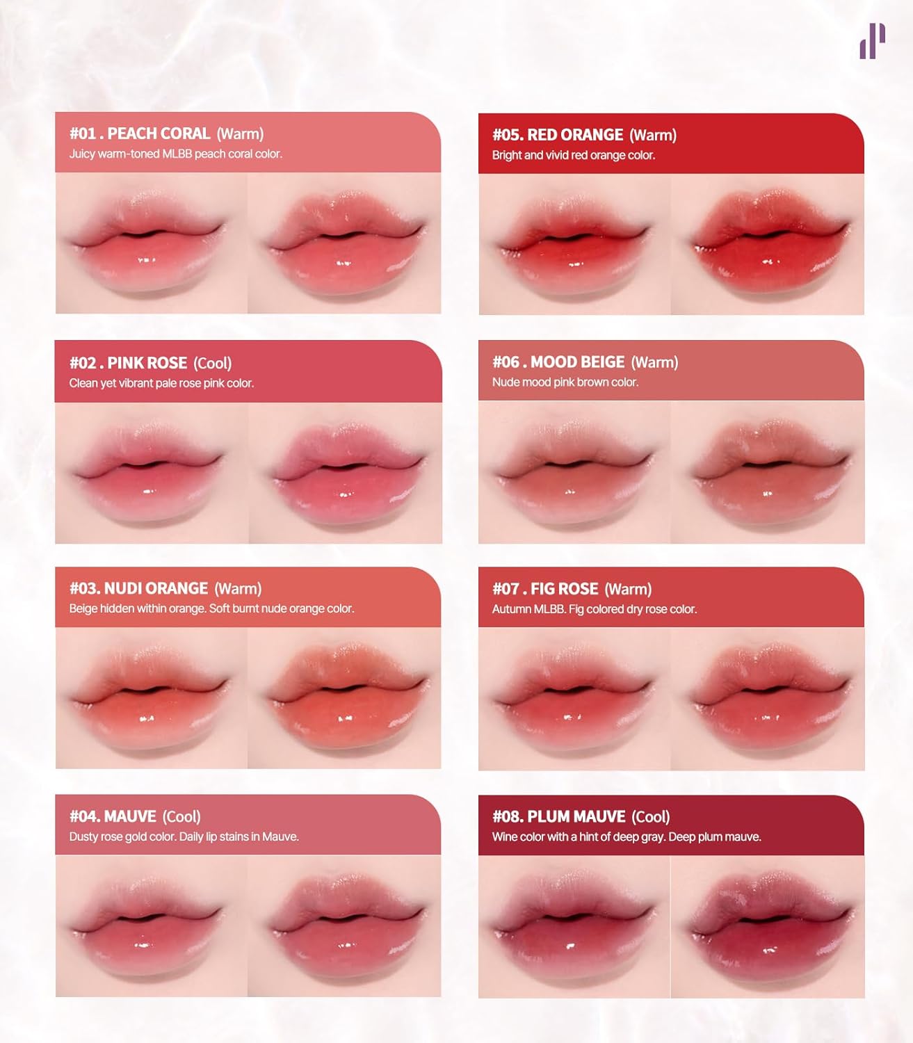 Heart Percent Dote On Mood Pure Glow Tint, Watery & Lightweight Moisturizing Lip Stain Long Lasting Liquid Lipstick 6.8g, #15. Viva Plum