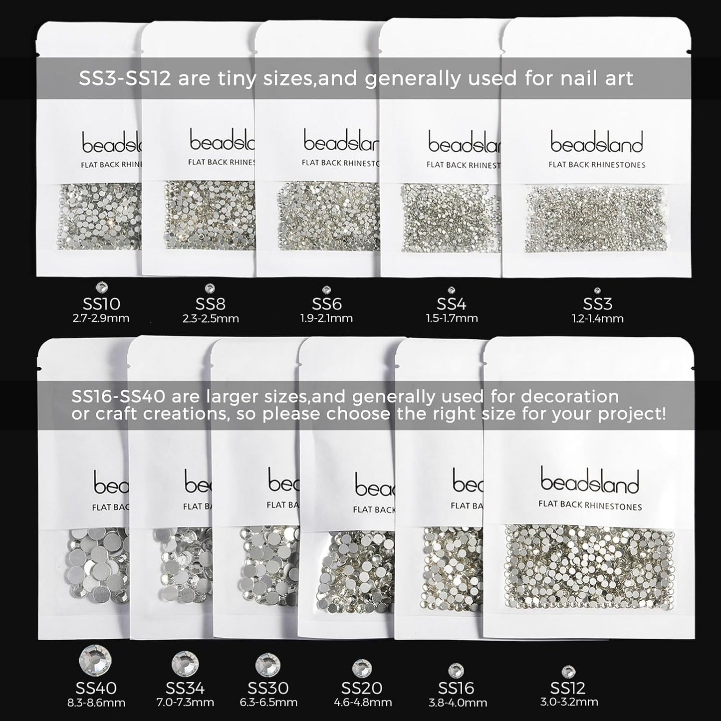 beadsland Flat Back Crystal Rhinestones Round Gems for Nail Art and Craft Glue Fix,Light Purple (6.4-6.6mm) SS30/288pcs