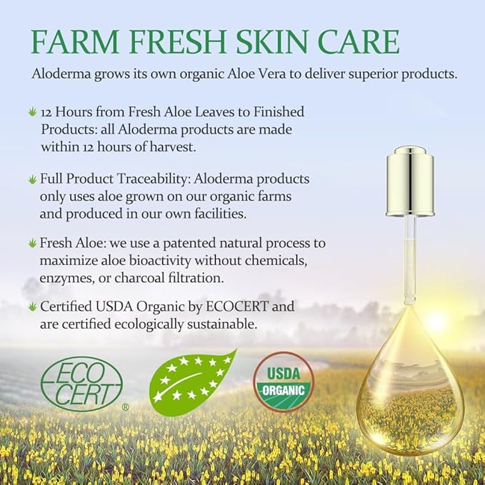 Aloderma Aloe Hydrating Facial Toner Made with 91% Organic Aloe Vera - Natural Pore Refining, Non-irritating, Alcohol-Free Moisturizing Toner for Face with Hyaluronic Acid for All Skin Types, 4.2oz