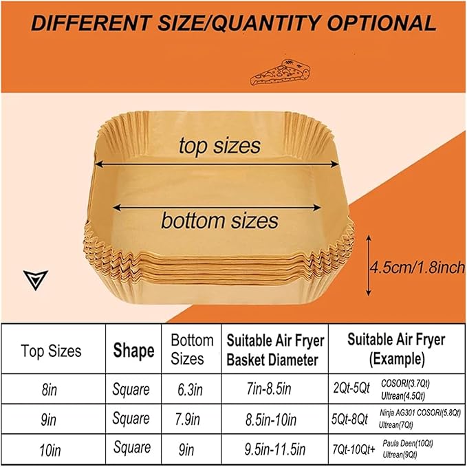 Large Air Fryer Disposable Paper Liners Nonstick 23cm Oven Airfryer Parchment Baking Paper ,Compatible For Ninja,Compatible For COSORI ,Grill Cooking Basket(20cm round,50PC)