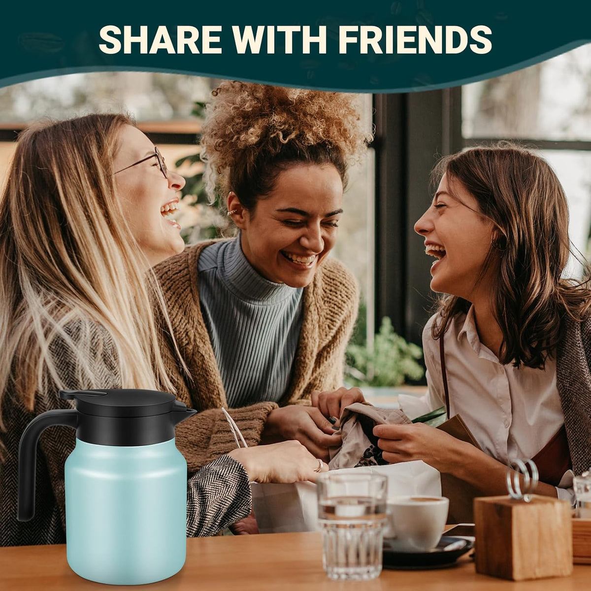 34Oz Thermal Coffee Carafes For Keeping Hot/Cold, Stainless Steel Coffee Carafe, Dustproof Insulated Water Carafe for Party/Home,Blue
