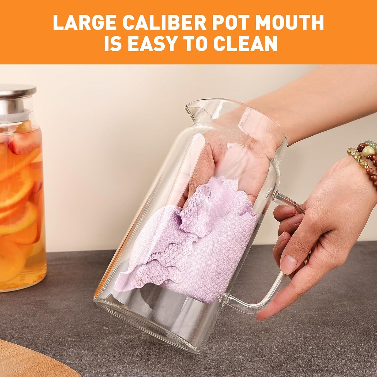 Glass Pitcher with Lid, 1200ml Leak Proof,Glass Water Jugs, BPA-Free,Microwave & Dishwasher Safe Pitcher,Sun & Iced Tea, Sangria,Cold Brew Coffee & More