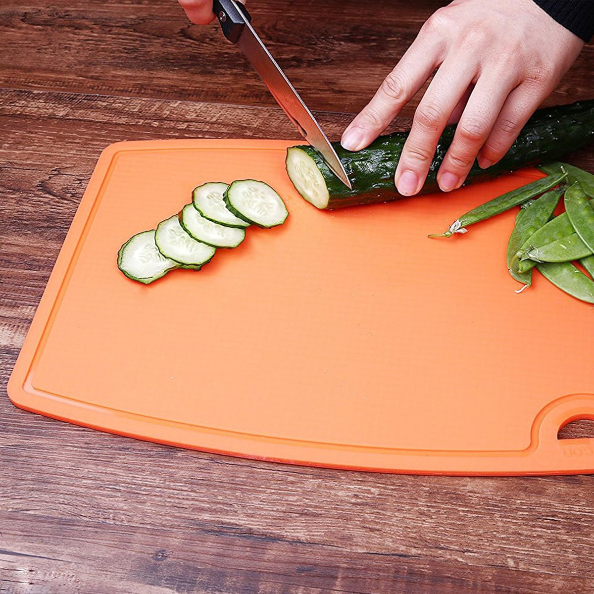 Thick Cutting Boards for Kitchen Silicone Chopping Board Set of 2 Mid 12.6'' x 9.1”,Mini 9.1”x7.1” Non-slip Deep Drip Juice Groove Easy Grip Handle,Dishwasher Safe-Orange