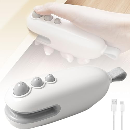 2-in-1 Mini Bag Sealer with Cutter & Magnet - Rechargeable Portable Handheld Food Storage Resealer for Snack Bags - Compact Heat Seal Machine (A - White - 2pcs)