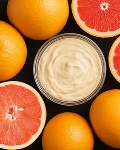 SHIMMER CHEF Grapefruit Glacé Morning Face & Body Balm Organic Skincare with Grapefruit Peel Concentrate Aloe Shea and Mango Butters Hydrates Protects Radiant Shimmery Skin Mood Uplift 2.5 oz