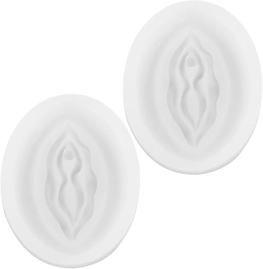 2Pcs White Women Genital Shape Chocolate Mold Novelty Candy Making Molds Silicone DIY Mould Jelly Tray Fondant Cake Making Supplies Pastry and Baking Molds Bakeware