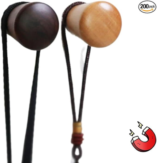2 PCS Retro Magnetic Hooks, Wrought Iron Wooden Ball Hooks, Creative Punch-Free Storage for Refrigerators, Metal Doors, and Lockers (Beech+Walnut Wood,S)