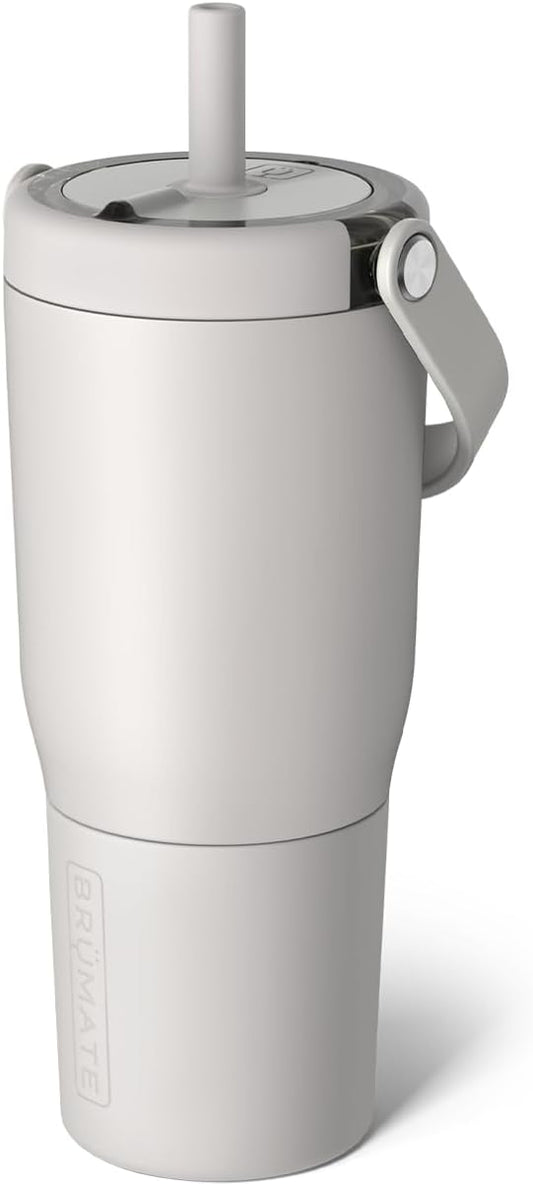 BrüMate Resa 25oz 100% Leakproof Travel Tumbler with Handle & Straw | Flexible SoftSip Straw | Silicone Sleeve for Durability | Stainless Steel | Cup Holder & Travel Friendly Water Bottle | (Dune)