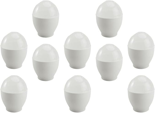 INOOMP 10pcs Microwave Oven Egg Cups White Steamed Egg Cooker Set for Home Kitchen Steamer Specialty Cookware