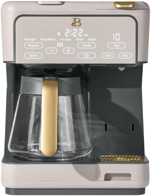 Beauti Multi Brew 12 Cup Programmable Drip & Single Serve Coffee Maker, Versatile Brewing (6oz, 8oz, 10oz, 12oz, 14oz), Pods or Ground, Over Ice option, Keep Warm mode (Porcini)