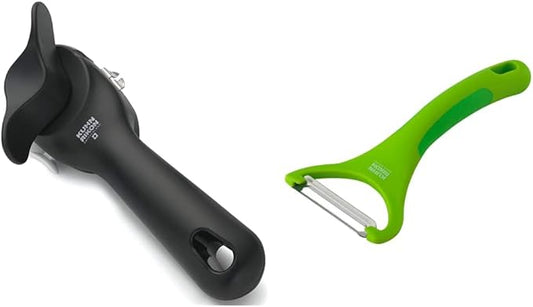 Kuhn Rikon Auto Safety LidLifter/Can Opener with Ring Pull, 8 x 2.5 x 2.75 inches, Black & Piranha Y Peeler, 6.25-inch, Green