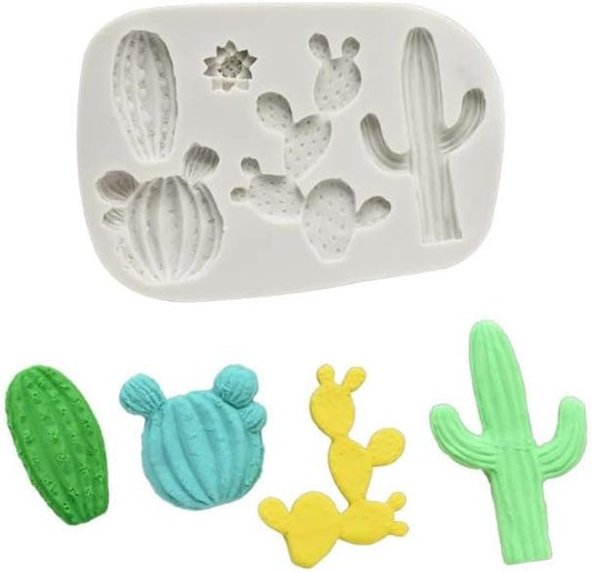 Gray Cactus Silicone Fondant Mold Cacti Chocolate Candy Mold For Cake Decoration Cupcake Topper Sugar Craft Polymer Clay Gum Paste Fondant and Gum Paste Molds Pastry and Baking Molds