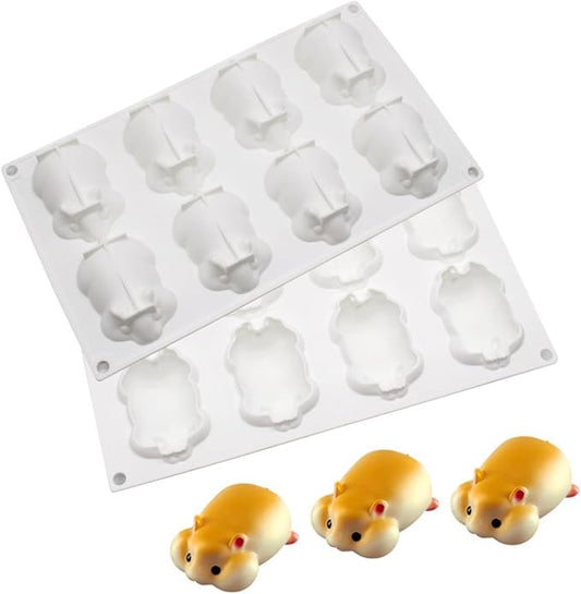 Silicone Mold for Baking Cakes,Soap Molds,Flower Shape Silicone Molds for Homemade French Dessert Mold for Pastry Chocolate,Jelly Chocolate Mold ＆ Ice Cube Tray (I_ Hamster)