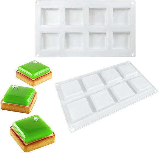 Silicone Mold for Baking Cakes,Soap Molds,Flower Shape Silicone Molds for Homemade French Dessert Mold for Pastry Chocolate,Jelly Chocolate Mold ＆ Ice Cube Tray (F_ Square)