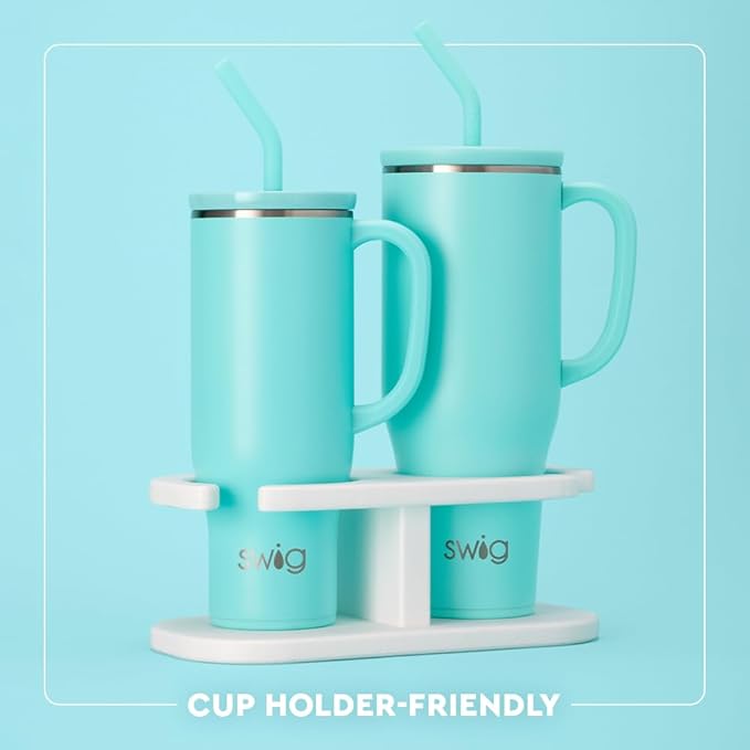 Swig Life 40oz Mega Mug, 40oz Tumbler with Handle and Straw, Extra Large Insulated Tumblers, Cup Holder Friendly Travel Mug (High Tide)
