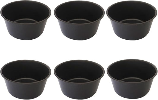 6PCS Carbon Steel Popover Pans, Nonstick Mini Yorkshire Pudding Pan, Muffin Cupcake Pans, Individual Egg Tart Molds, Baking Round Cake Cup - Black (3.1" x 1.4")