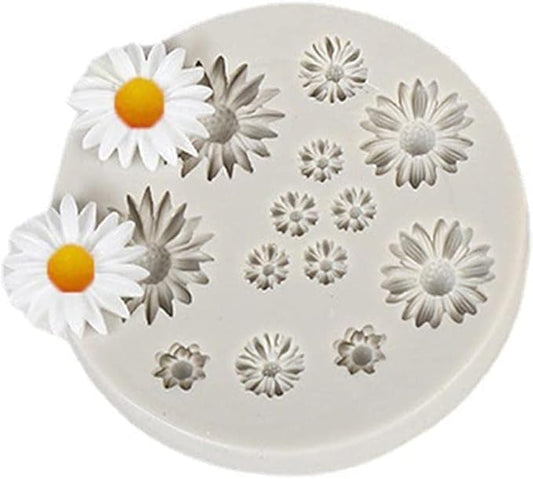 Cute Flower Silicone Molds Daisy Shape Fondant Candy Mould Mini Flower Chocolate Molds for Cake Decoration Cupcake Topper Fudge Polymer Clay Pastry Baking Molds