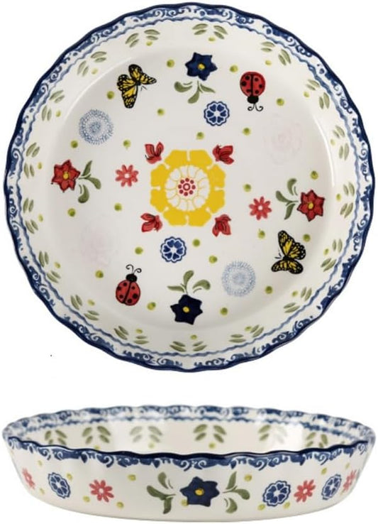 Pie Pans, 11 Inches Ceramic Quiche Pans, Round Pie Tins for Pie, Pizza, Cake, Dinner, Banquet,Oven Safe