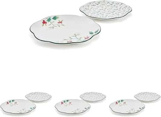 Pfaltzgraff Winterberry Holiday Set of 2 Serving Plates, 10 Inch and 12 Inch, Multicolored (Pack of 4)