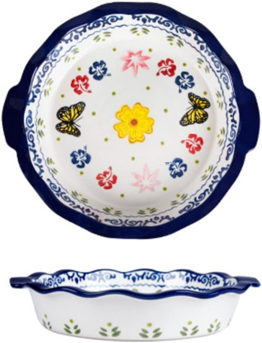 Pie Pans, 11 Inches Ceramic Quiche Pans, Round Pie Tins for Pie, Pizza, Cake, Dinner, Banquet,Oven Safe