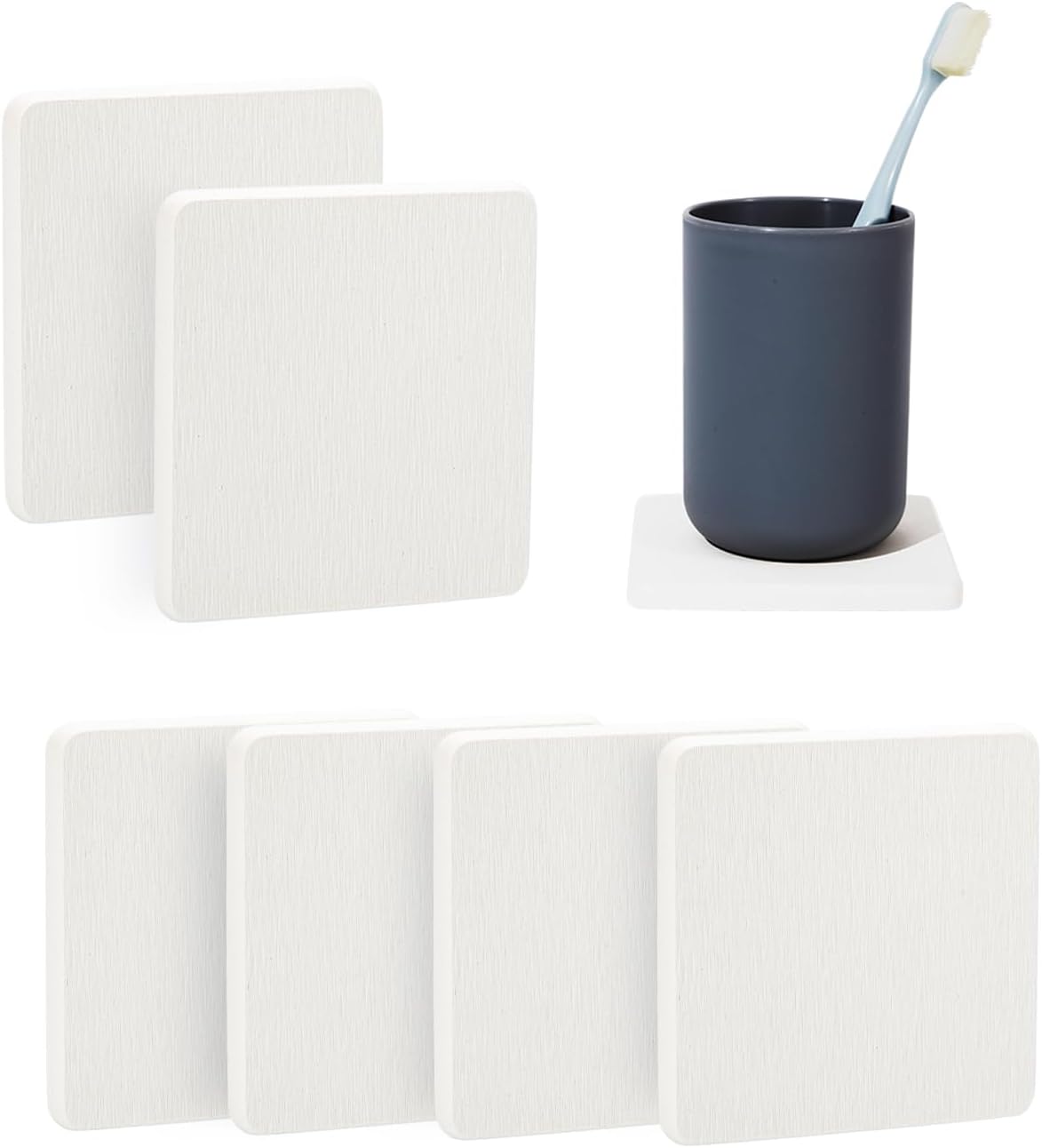 6 Pieces Water Absorbent Diatomite Coasters, Diatomaceous Earth Kitchen Soap Dish Bathroom Trays Water Absorbing Stone Tray for Sink Used for Hand Soaps Drinks Bottles