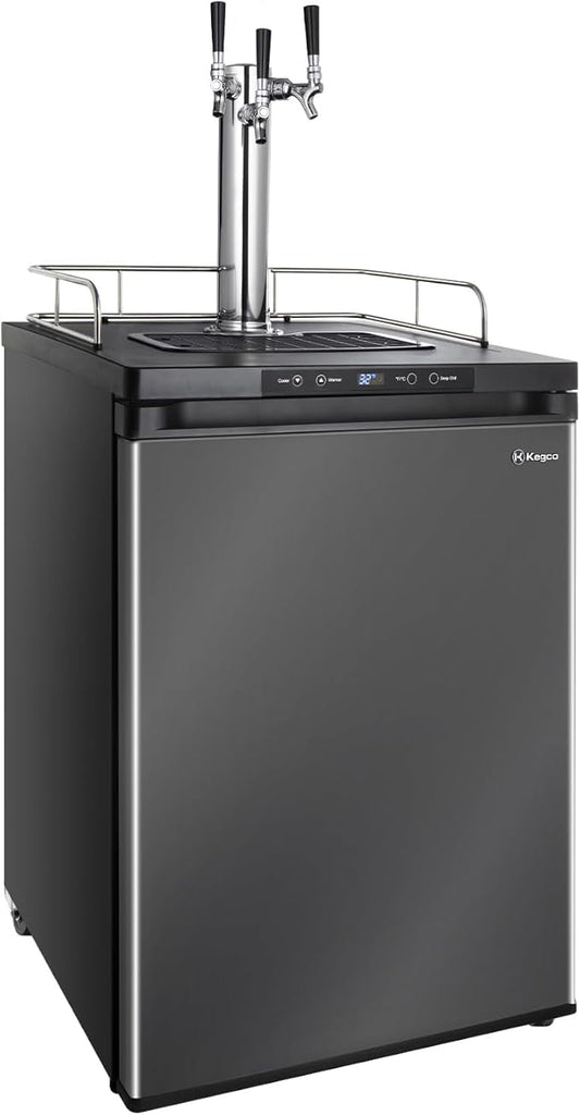 Kegco HBK309X-3 Keg Dispenser, 3 faucet without kegs Black Stainless Steel