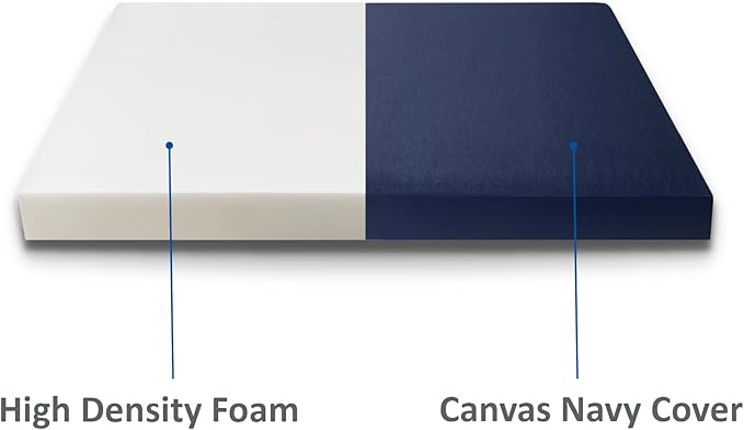FoamRush 6-Inch Bunk (28" x 75") High Density Foam RV Mattress Replacement with Canvas Navy Cover, Medium Firm, Made in USA, Camper Trailer, Removable Water-Resistant Outdoor/Indoor Cover w Zip