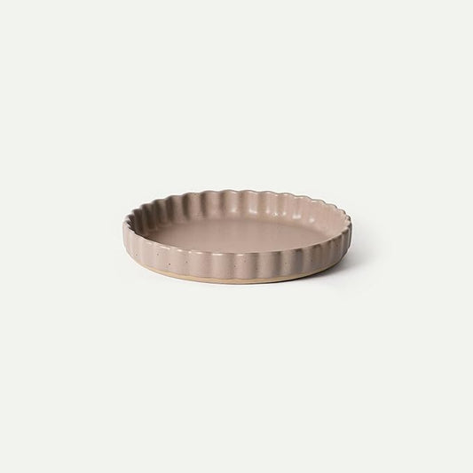 MORA Ceramic Tart Pan, 9.5 Inch Large Porcelain Baking Dish for Tarts, Quiche, Pie, Flan etc. Fluted Ruffled Edge, Oven, Microwave, Freezer, and Dishwasher safe - Great Gift For Bakers - Mushroom
