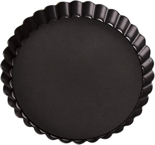 Non-sticks 6 Inches Quiche Tart Pan, Removable Loose Bottom Tart Pie, Round Fluted Tart Tins Baking Pan Mould Tray for Creating Creamy Cheese Cakes, Chocolate Tarts, Fruit Tart Pies