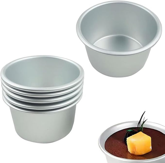 6 Packs Popover Pan， Large Individual Muffin Mold, Aluminium Pudding Cup, Chocolate Molten Mould, Raspberry Souffle Baking Maker, Brownie Tumbler -for Pie, Egg Tart, Cake (Size 3.4"x 2")