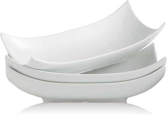 Gomakren Serving Platters Serving Bowls Set Turkey Serving Platter Porcelain Serving Dishes For Entertaining Special Curved Deep Large Valentine Thanksgiving Dishes Gifts Set of 3 White 12 Inch