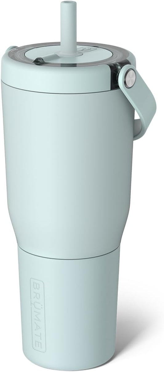 BrüMate Resa 35oz 100% Leakproof Travel Tumbler w/Handle & Straw | Flexible SoftSip Straw | Silicone Sleeve for Durability | Stainless Steel | Cup Holder & Travel Friendly Water Bottle (Blue Agave) | 100% Leakproof, with Handle & Straw, Silicone Sleeve...