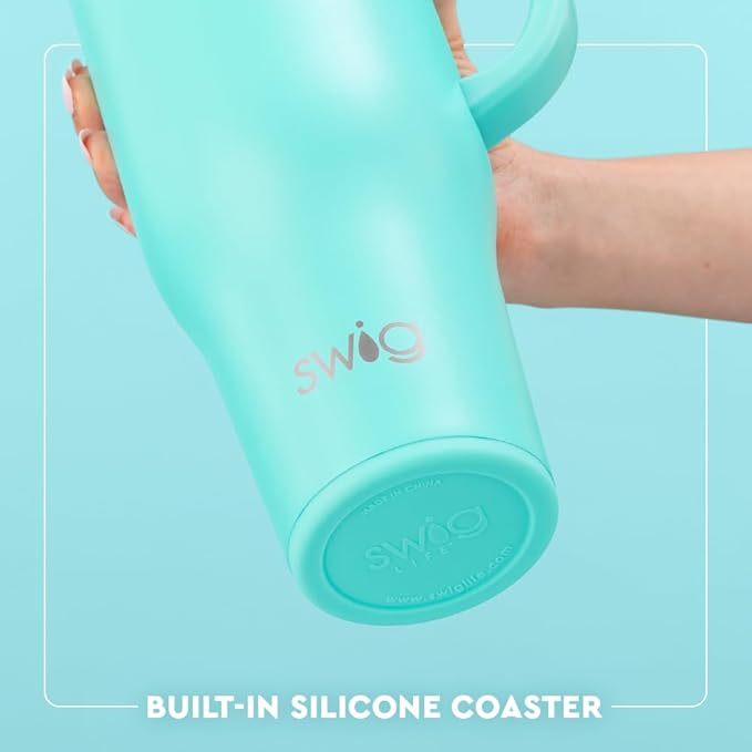 Swig Life 40oz Mega Mug, 40oz Tumbler with Handle and Straw, Extra Large Insulated Tumblers, Cup Holder Friendly Travel Mug (Blue Lagoon)