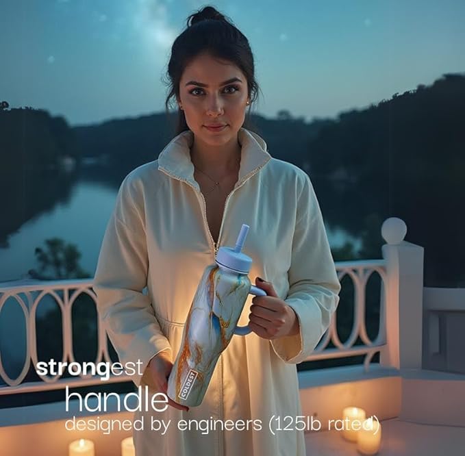 Coldest Tumbler with Handle and Straw, 100% Leak Proof Insulated Tumbler with Lid and Straw (3 Lids), Stainless Steel Tumblers for Women & Men, Cup Holder Friendly Base, 36 oz (Stung by a bee)