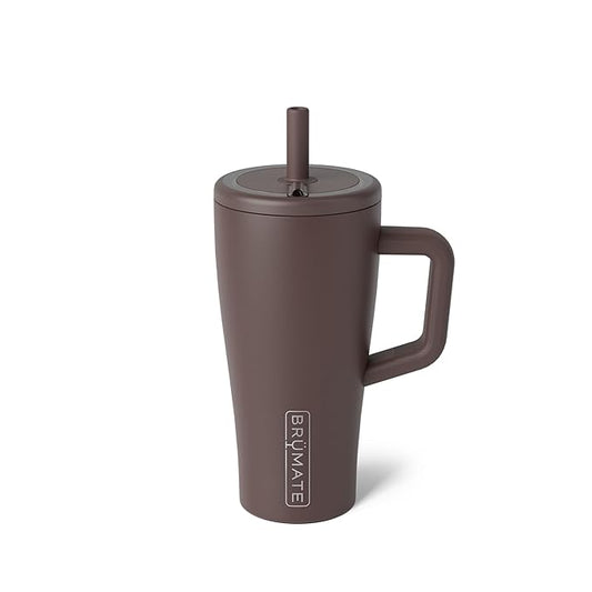 BrüMate Era 20 oz Tumbler with Handle and Straw | 100% Leakproof Insulated Tumbler with Lid and Straw | Made of Stainless Steel | Cup Holder Friendly Base | 20oz (Java)