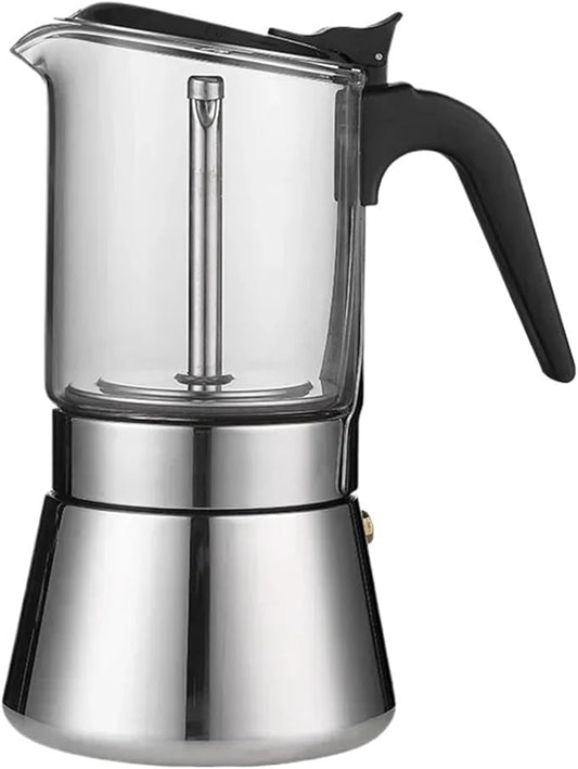 Espresso Maker Stainless Steel Italian Manual Coffee Machine Maker Moka Pot Multifunctional Portable Hand Brew Coffee Pot(1pcs 200ml)