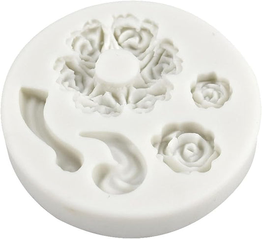 White Dessert Mold Food Grade Mini Rose Flower Teapot Mold Fondant Gum Paste Pastry Baking Molds