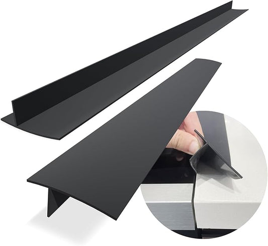 Silicone Stove Counter Gap Cover / Filler by Kindga 25" Long, Sealing Spills Between Kitchen Appliances Washing Machine and Stovetop, Set of 2 (Black)