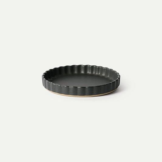 MORA Ceramic Tart Pan, 9.5 Inch Large Porcelain Baking Dish for Tarts, Quiche, Pie, Flan etc. Fluted Ruffled Edge, Oven, Microwave, Freezer, and Dishwasher safe - Great Gift For Bakers - Liquorice