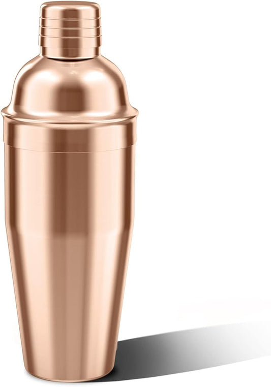 LUCKYGOOBO Cocktail Shaker,24 oz Martini Shaker,Food Grade Stainless Steel Martini Mixer Built-in Strainer,Drink Shaker,Bartender Kit Gifts. (Rose Gold)