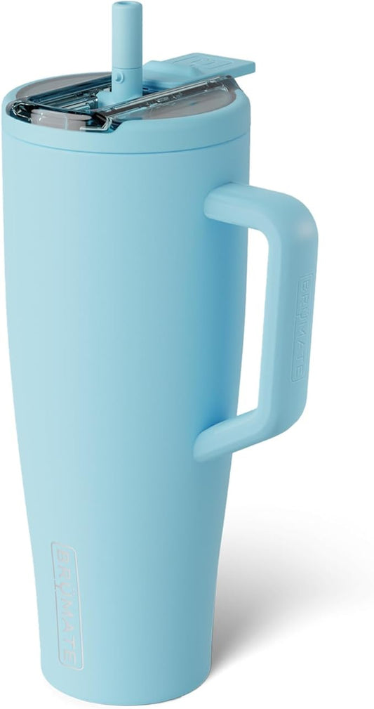 BrüMate Era Flip 40oz Tumbler with 100% Leakproof Covered Straw Lid | Hygienic Covered Straw | Insulated Stainless Steel Water Bottle with Handle | Cup Holder Friendly | BPA-Free (Glacier)