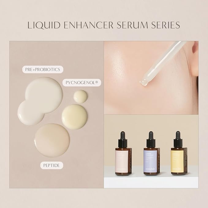 Liquid Enhancer Pre+Probiotics 1.01 fl.oz. (30ml) - Prebiotics, Probiotics, Ceramide, Facial Serum for Dewy, Moisturizing Skin, Skin Balancing, Skin Defense Support for Sensitive Skin