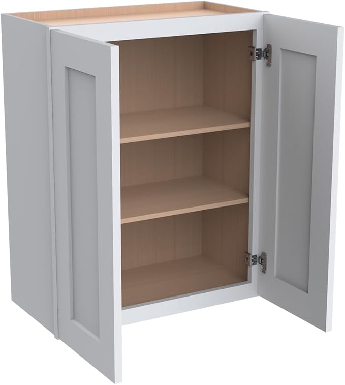 Wall-Mounted Cabinet – Solid Wood Shaker Style Medicine Cabinet with Adjustable Shelves & Soft-Close Doors for Bathroom, Kitchen, and Office Storage (White, 30" W x 12" D x 36" H)