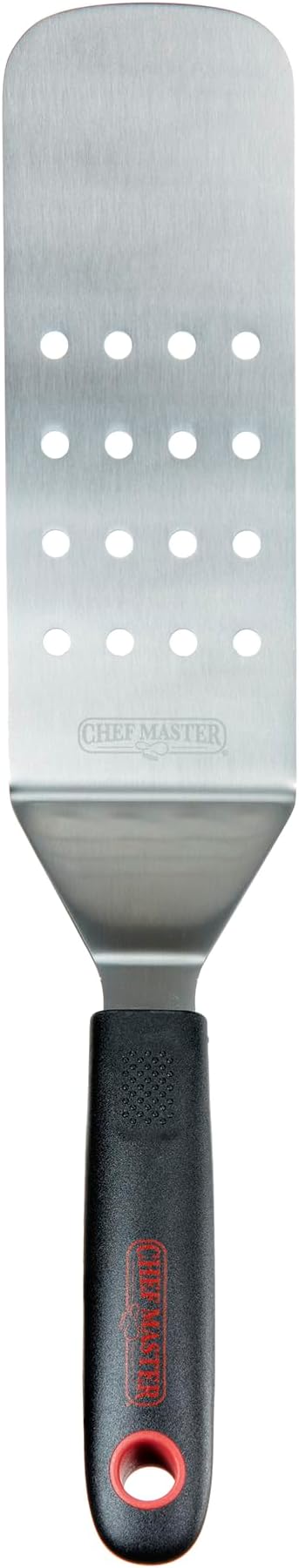 Chef Master 90285 High Heat Perforated Flexible Turner Spatula, 7.6" x 2.87" Blade | Heat Resistant Handle | Slip Resistant Grip | Dishwasher Safe