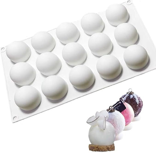 3D Truffle Ball Shape Sphere Silicone Baking Mold for Mousse Cake French Dessert Mold for Pastry Chocolate Soap Ice Cream 15 Cavity
